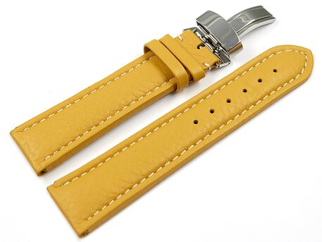 Correa reloj-Piel de ternera-grabado-amarillo