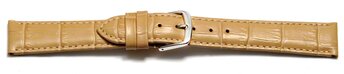 Uhrenarmband - echt Leder - Kroko Prgung - sand - 20mm Gold