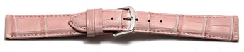 Uhrenarmband - echt Leder - Kroko Prgung - rosa 18mm Stahl