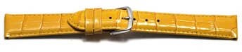 Uhrenarmband - echt Leder - Kroko Prgung - gelb 14mm Stahl