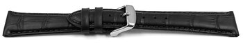 Uhrenarmband - Leder Kroko Prgung - schwarz - 23 mm Stahl