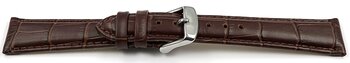 Uhrenarmband - Leder - Kroko Prgung - braun - 19 mm Stahl