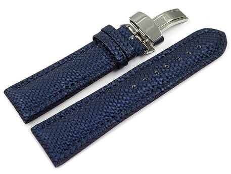 Correa reloj con cierre plegable de alta tecnologa Material textil ptico Azul 18mm Acero