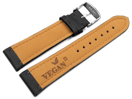 Correa de reloj Vegan grain negra acolchada 18mm 20mm 22mm 24mm 18mm Acero