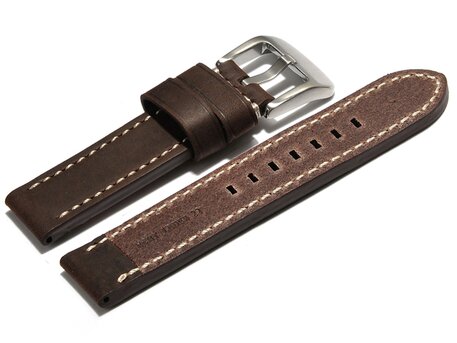 Correa de reloj de cuero extra fuerte vintage marrón oscuro 20mm 22mm 24mm