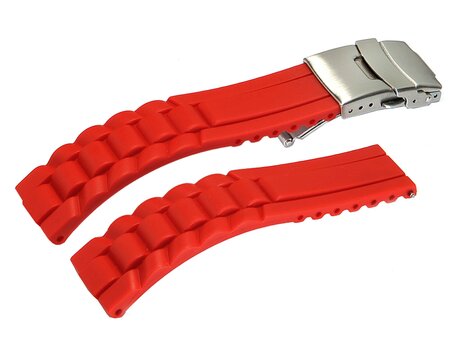 Faltschliee - Uhrenarmband Silikon - Design - rot 20mm