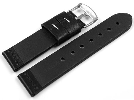 Correa reloj-Cuero de silla de montar- Ranger - negro 20mm
