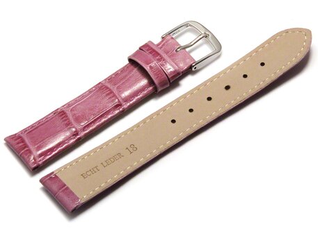Correa de reloj - cuero genuino - grabado croco - frambuesa - 12-22 mm