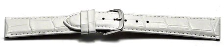 Uhrenarmband - echt Leder - Kroko Prgung - wei - 22mm Stahl