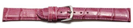 Uhrenarmband - echt Leder - Kroko Prgung - himbeerfarben - 18mm Stahl