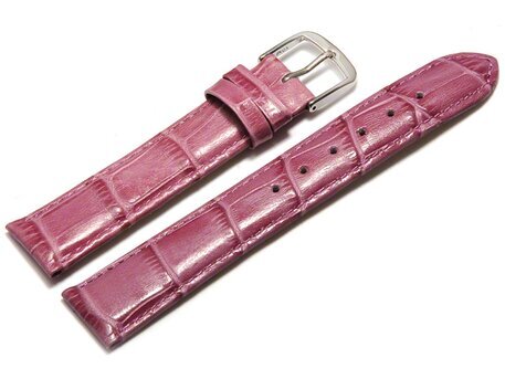 Uhrenarmband - echt Leder - Kroko Prgung - himbeerfarben - 18mm Stahl