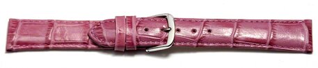 Uhrenarmband - echt Leder - Kroko Prgung - himbeerfarben - 20mm Stahl