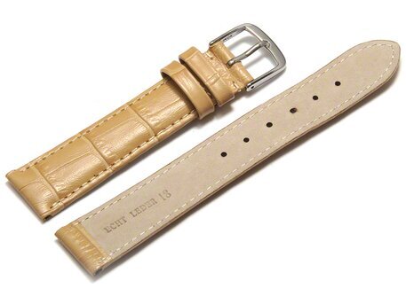 Uhrenarmband - echt Leder - Kroko Prgung - sand - 8mm Stahl