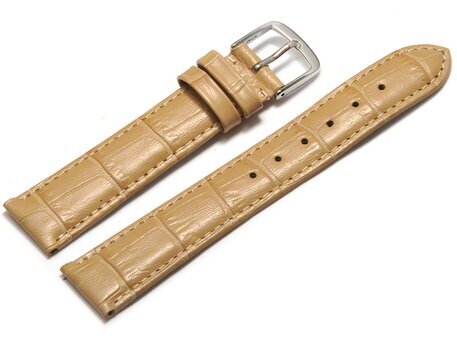 Uhrenarmband - echt Leder - Kroko Prgung - sand - 20mm Gold