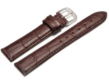 Uhrenarmband - echt Leder - Kroko Prgung - bordeaux - 8mm Stahl