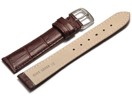 Uhrenarmband - echt Leder - Kroko Prgung - bordeaux - 8mm Stahl