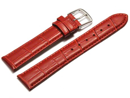Correa de reloj - cuero genuino - grabado croco - rojo - 8-22 mm