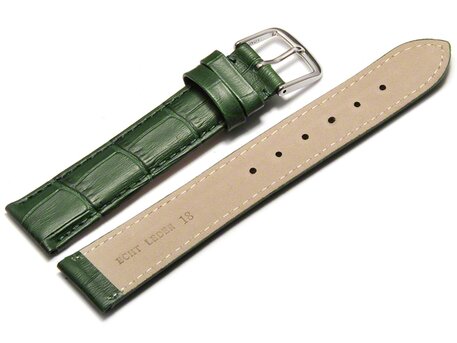 Correa de reloj - cuero genuino - grabado croco - verde - 8-22 mm