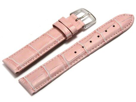 Uhrenarmband - echt Leder - Kroko Prgung - rosa 8mm Stahl