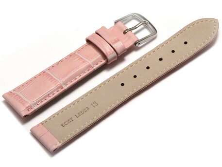 Uhrenarmband - echt Leder - Kroko Prgung - rosa 8mm Stahl