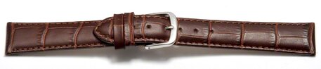 Uhrenarmband - echt Leder - Kroko Prgung - dunkelbraun 16mm Stahl