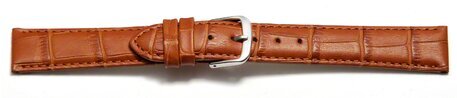 Uhrenarmband - echt Leder - Kroko Prgung - hellbraun 14mm Stahl
