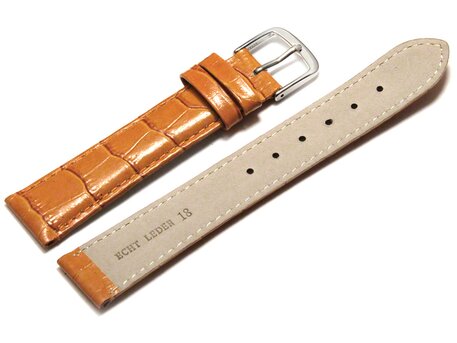 Correa de reloj - cuero genuino - grabado croco - naranja - 12-22 mm