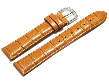 Uhrenarmband - echt Leder - Kroko Prgung - orange 12mm Stahl