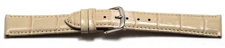 Uhrenarmband - echt Leder - Kroko Prgung - creme 12mm Stahl