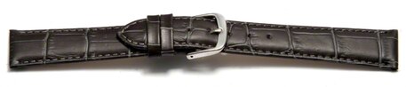 Uhrenarmband - echt Leder - Kroko Prgung - dunkelgrau 18mm Stahl