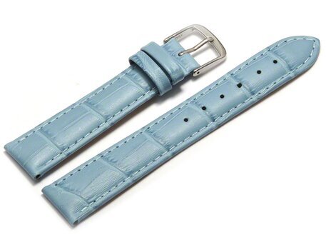 Uhrenarmband - echt Leder - Kroko Prgung - hellblau 12mm Stahl