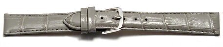 Uhrenarmband - echt Leder - Kroko Prgung - hellgrau 18mm Stahl