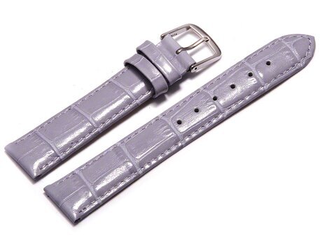 Uhrenarmband - echt Leder - Kroko Prgung - Flieder 12mm Stahl