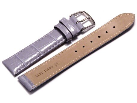 Uhrenarmband - echt Leder - Kroko Prgung - Flieder 22mm Gold