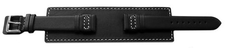 Correa reloj - Piel de ternera - Base protectora completa - negro 18mm Acero