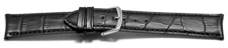 Uhrenarmband - Rundansto - leicht gepolstert - Kroko - schwarz 19mm Stahl