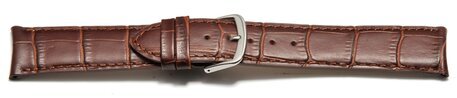 Uhrenarmband - Rundansto - leicht gepolstert - Kroko - dunkelbraun 18mm Stahl