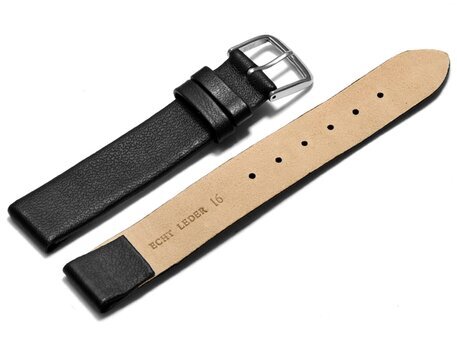 Uhrenarmband - echt Leder - mit Clip fr feste Stege - schwarz 12mm Stahl
