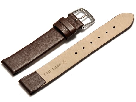 Uhrenarmband - echt Leder - mit Clip fr feste Stege - dunkelbraun 16mm Stahl