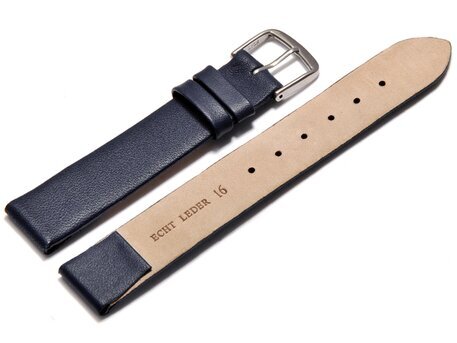 Uhrenarmband - echt Leder - mit Clip fr feste Stege - dunkelblau 14mm Stahl