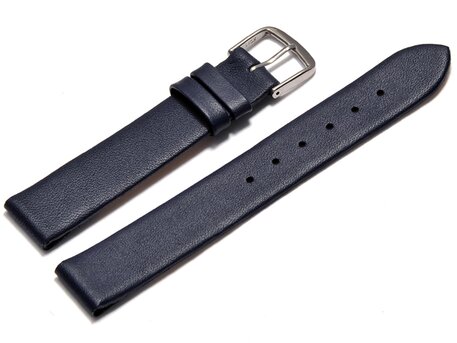 Uhrenarmband - echt Leder - mit Clip fr feste Stege - dunkelblau 15mm Stahl