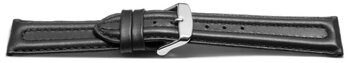 Correa reloj - Piel de ternera lisa-Hebilla-negro 20mm Acero