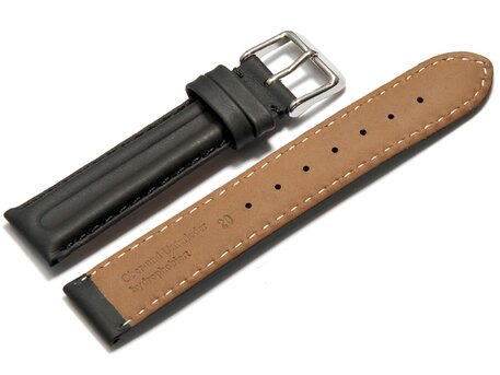 Correa reloj - Piel de ternera lisa - hidrofbico - Hebilla - negro 16mm Acero
