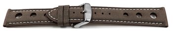 Uhrenarmband - echt Leder - Race - dunkelbraun 22mm Stahl