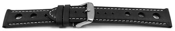 Uhrenarmband - echt Leder - Race - schwarz 18mm Stahl