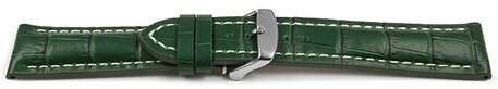 Piel de ternera-acolchado grueso-estampado de cocodrilo-verde 18mm Acero
