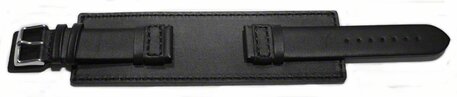 Correa reloj-Piel de ternera-Base protectora completa-negro 18mm Acero