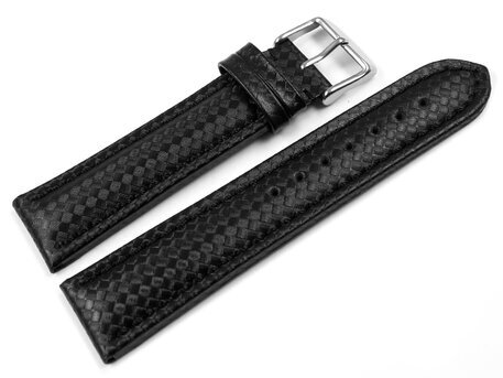 Uhrenarmband - Leder - Carbon Prgung - schwarz TiT 22mm Stahl