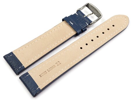 Correa reloj - Piel de ternera - grabado - Hebilla - azul 18mm Acero