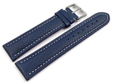 Correa reloj - Piel de ternera - grabado - Hebilla - azul 20mm Acero